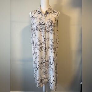 Simons Sleeveless Long Tunic Large | Cherry Blossom Print | High Low Hem |